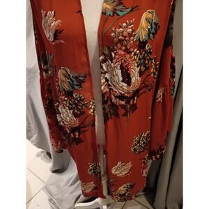 Umgee Longline Kimono Cardigan Orange Floral Flared Sleeves Sz 1xl Boho Festival